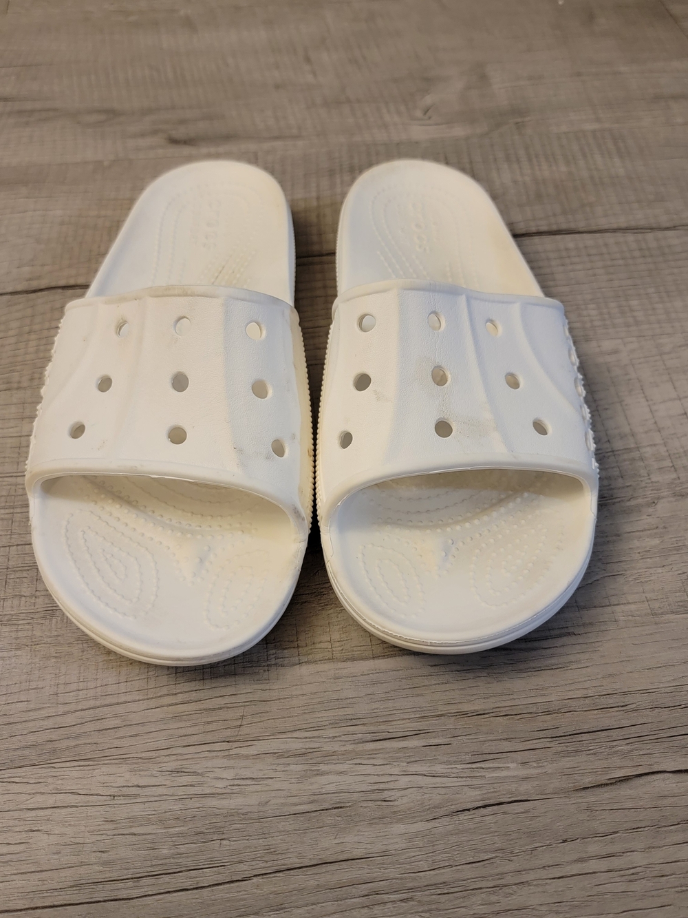 CROCS Kids White Slide Sandals with Vent Holes